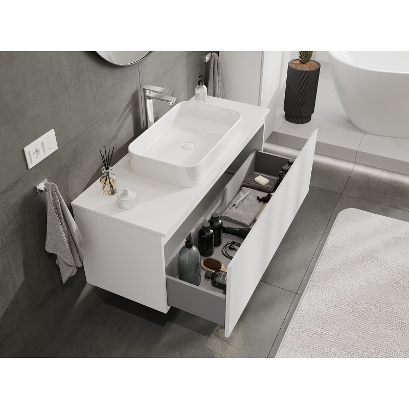 Mexen Orio meuble de salle de bains sous lavabo 120 cm avec plateau, 1 tiroir, blanc mat - 91A10-12047-1-BFC01