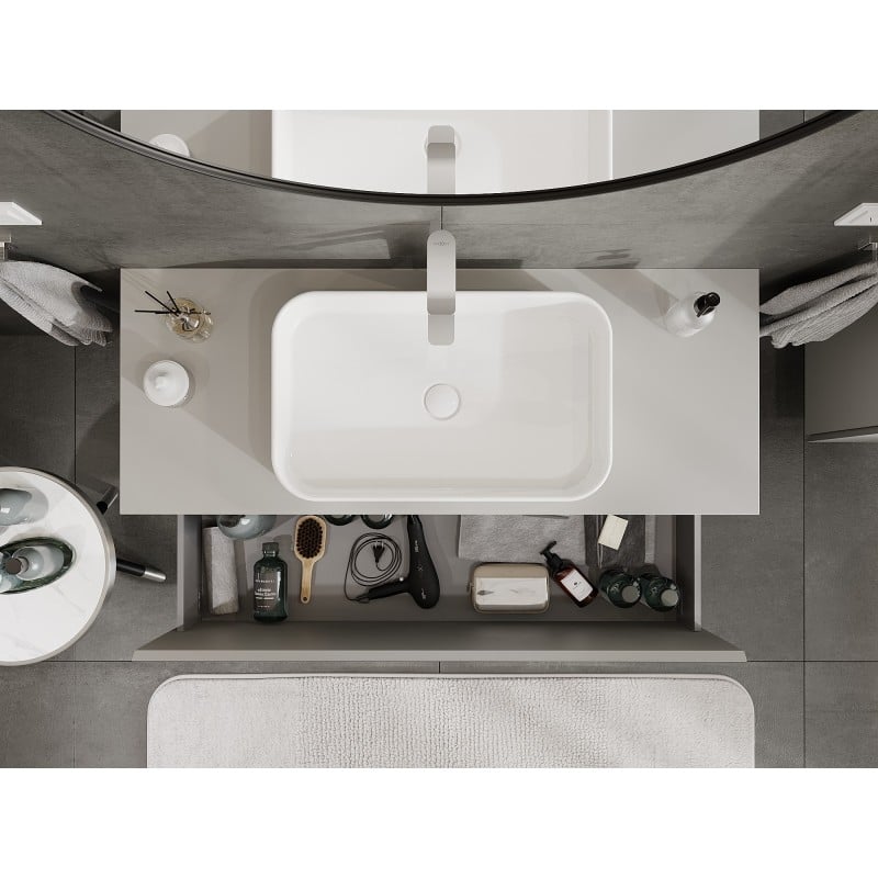 Mexen Orio armoire de salle de bain sous lavabo 120 cm avec plateau, 1 tiroir, gris mat - 91A10-12047-1-BFC62