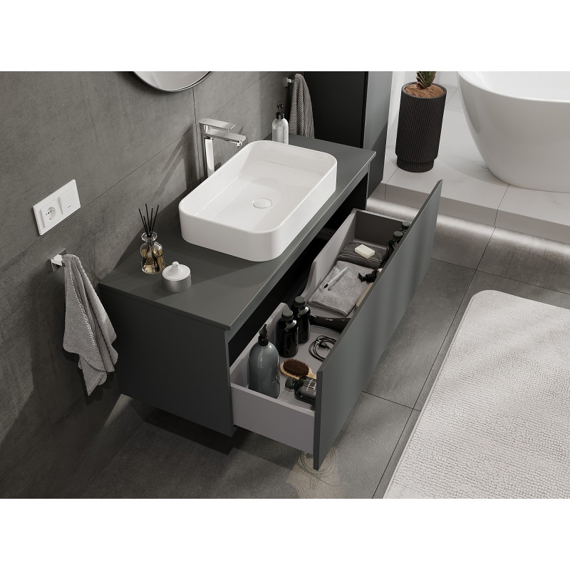 Mexen Orio meuble de salle de bain sous-vasque 120 cm avec plateau, 1 tiroir, graphite mat - 91A10-12047-1-BFC66