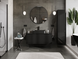 Mexen Orio meuble de salle de bain sous-lavabo 120 cm avec plateau, 1 tiroir, noir brillant - 91A10-12047-1-BFC70