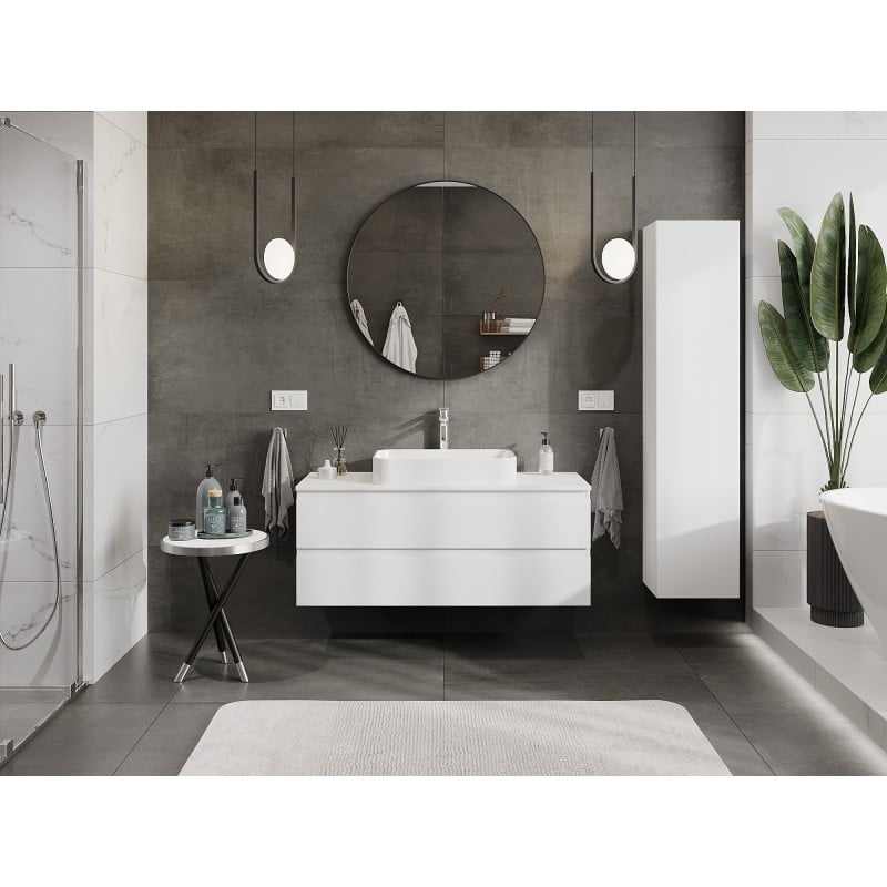 Mexen Orio meuble de salle de bain sous-lavabo 120 cm avec plateau, 2 tiroirs, blanc mat - 91A10-12047-2-BFFC01