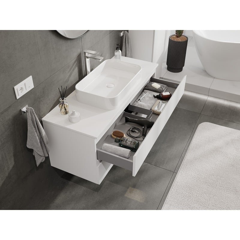 Mexen Orio meuble de salle de bain sous-lavabo 120 cm avec plateau, 2 tiroirs, blanc mat - 91A10-12047-2-BFFC01