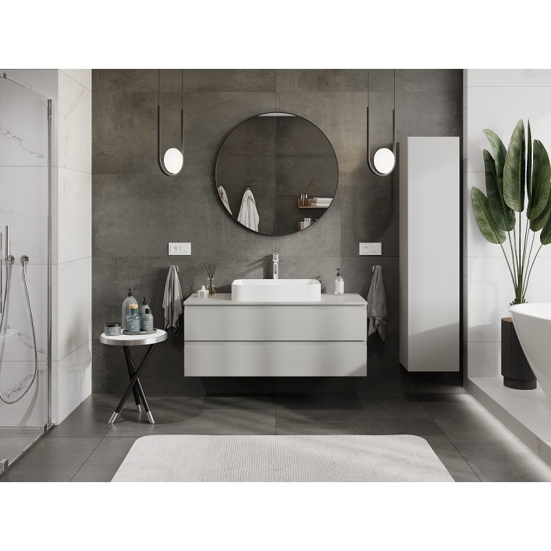 Mexen Orio meuble de salle de bain sous lavabo 120 cm avec plateau, 2 tiroirs, gris mat - 91A10-12047-2-BFFC62