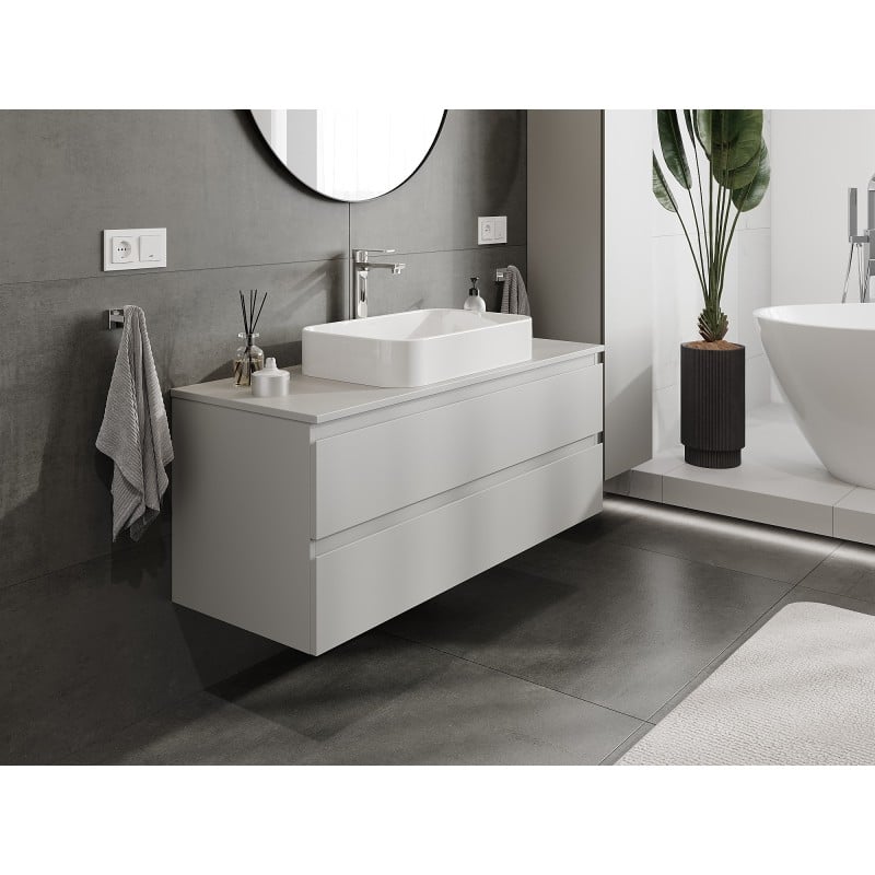 Mexen Orio meuble de salle de bain sous lavabo 120 cm avec plateau, 2 tiroirs, gris mat - 91A10-12047-2-BFFC62