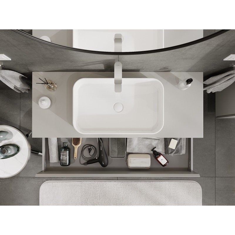 Mexen Orio meuble de salle de bain sous lavabo 120 cm avec plateau, 2 tiroirs, gris mat - 91A10-12047-2-BFFC62