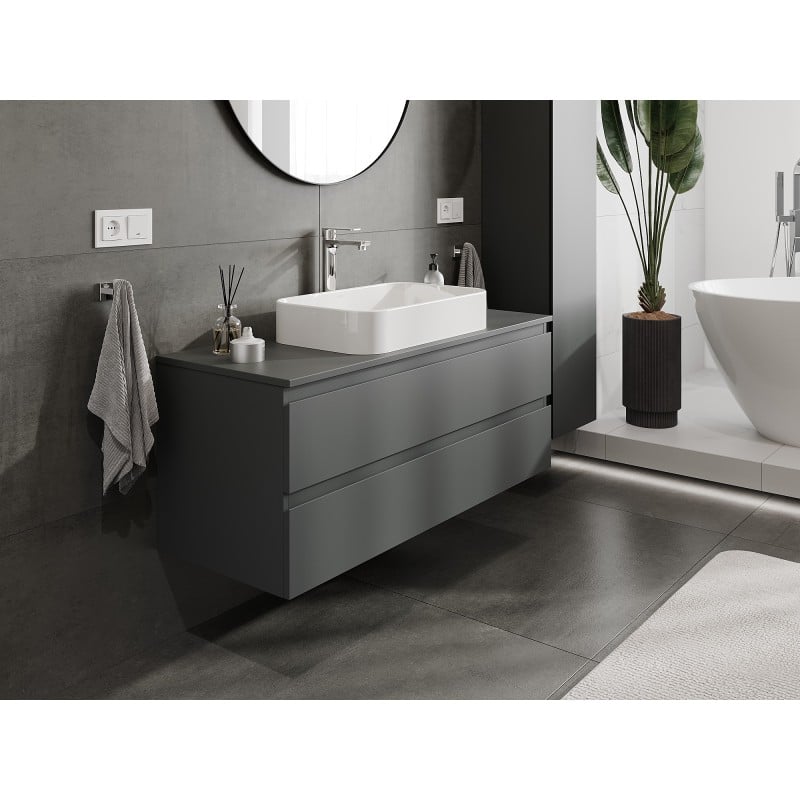 Mexen Orio meuble de salle de bain sous lavabo 120 cm avec plateau, 2 tiroirs, graphite mat - 91A10-12047-2-BFFC66