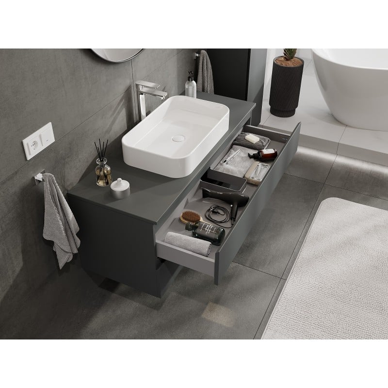 Mexen Orio meuble de salle de bain sous lavabo 120 cm avec plateau, 2 tiroirs, graphite mat - 91A10-12047-2-BFFC66