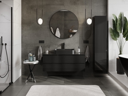 Mexen Orio meuble de salle de bain sous lavabo 120 cm avec plateau, 2 tiroirs, noir brillant - 91A10-12047-2-BFFC70