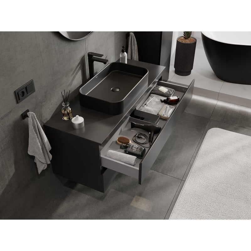 Mexen Orio meuble de salle de bain de 120 cm avec plan, 2 tiroirs, noir mat - 91A10-12047-2-BFFC71