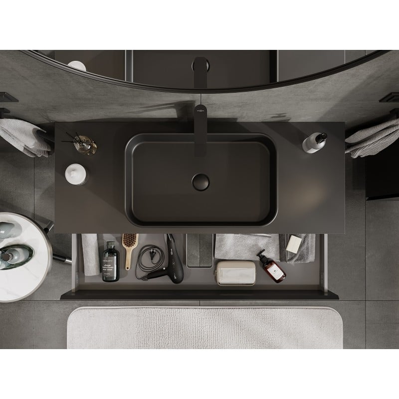 Mexen Orio meuble de salle de bain de 120 cm avec plan, 2 tiroirs, noir mat - 91A10-12047-2-BFFC71