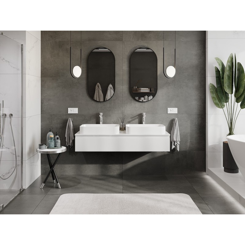 Mexen Orio meuble de salle de bains sous-lavabo 140 cm avec plateau, 1 tiroir, blanc brillant - 91A10-14023-1-BFC00