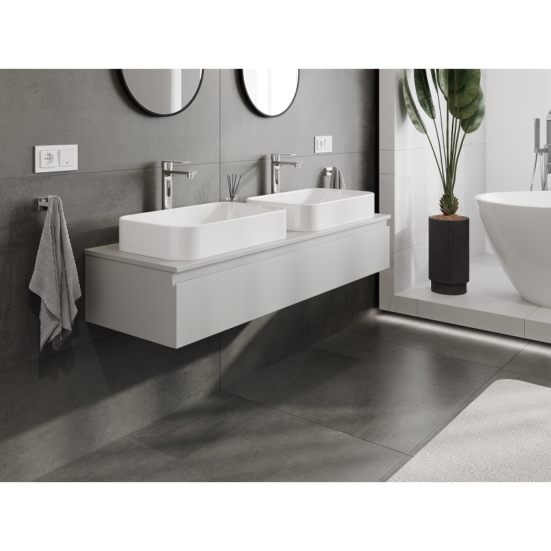 Mexen Orio meuble de salle de bain sous-lavabo 140 cm avec plateau, 1 tiroir, gris mat - 91A10-14023-1-BFC62