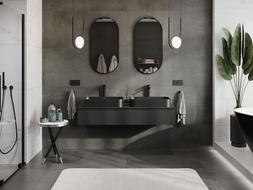 Mexen Orio armoire de salle de bain sous-vasque 140 cm avec dessus, 1 tiroir, noir mat - 91A10-14023-1-BFC71