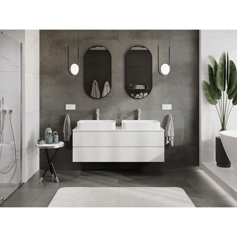 Mexen Orio meuble de salle de bain pour lavabo 140 cm avec plateau, 2 tiroirs, blanc brillant - 91A10-14047-2-BFFC00
