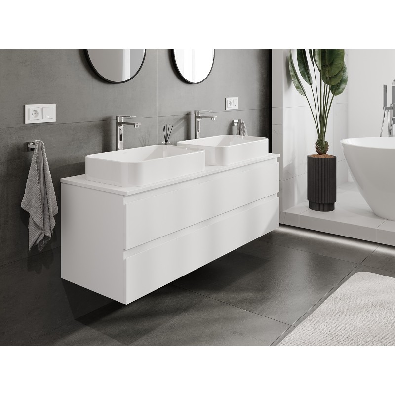 Mexen Orio meuble de salle de bain sous-vasque 140 cm avec plan de travail, 2 tiroirs, blanc mat - 91A10-14047-2-BFFC01