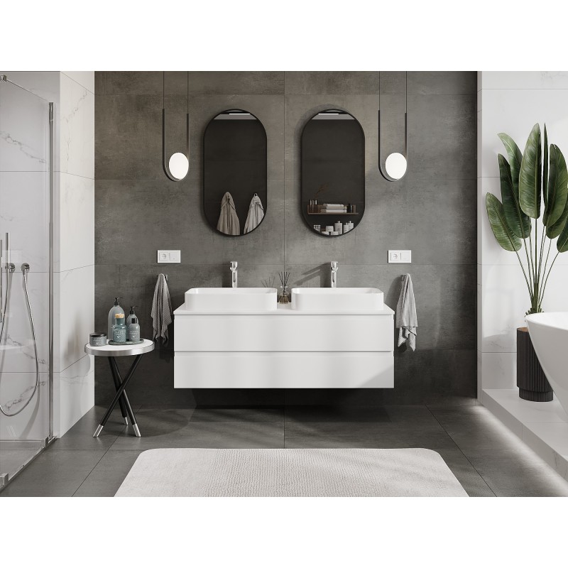 Mexen Orio meuble de salle de bain sous-vasque 140 cm avec plan de travail, 2 tiroirs, blanc mat - 91A10-14047-2-BFFC01