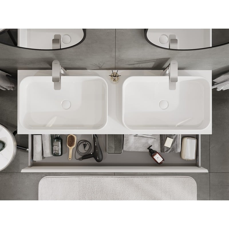 Mexen Orio meuble de salle de bain sous-vasque 140 cm avec plan de travail, 2 tiroirs, blanc mat - 91A10-14047-2-BFFC01