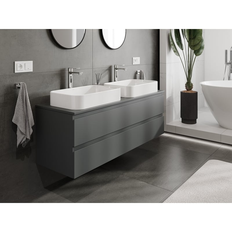 Mexen Orio meuble de salle de bain sous lavabo 140 cm avec plateau, 2 tiroirs, graphite mat - 91A10-14047-2-BFFC66