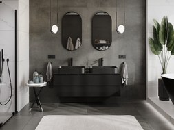Mexen Orio armoire de salle de bain sous-vasque 140 cm avec plateau, 2 tiroirs, noir brillant - 91A10-14047-2-BFFC70