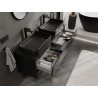 Mexen Orio armoire de salle de bain sous-vasque 140 cm avec plateau, 2 tiroirs, noir brillant - 91A10-14047-2-BFFC70