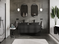 Mexen Orio meuble de salle de bain sous lavabo 140 cm avec plan de travail, 2 tiroirs, noir mat - 91A10-14047-2-BFFC71