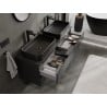 Mexen Orio meuble de salle de bain sous lavabo 140 cm avec plan de travail, 2 tiroirs, noir mat - 91A10-14047-2-BFFC71