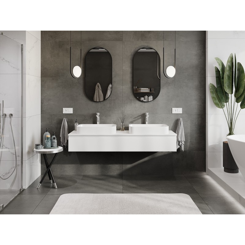 Mexen Orio meuble de salle de bain sous-lavabo 160 cm avec plan, 1 tiroir, blanc mat - 91A10-16023-1-BFC01