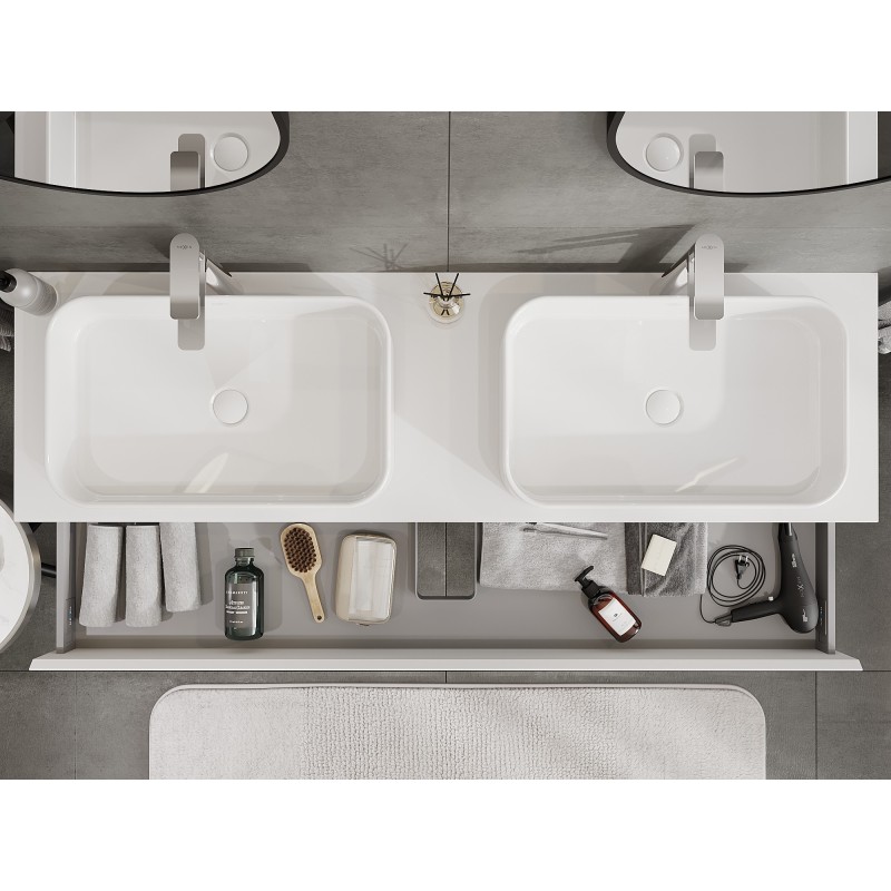 Mexen Orio meuble de salle de bain sous-lavabo 160 cm avec plan, 1 tiroir, blanc mat - 91A10-16023-1-BFC01
