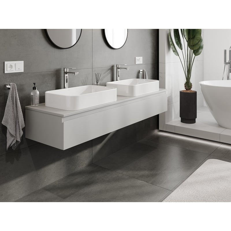 Mexen Orio meuble de salle de bain sous-vasque 160 cm avec plateau, 1 tiroir, gris mat - 91A10-16023-1-BFC62