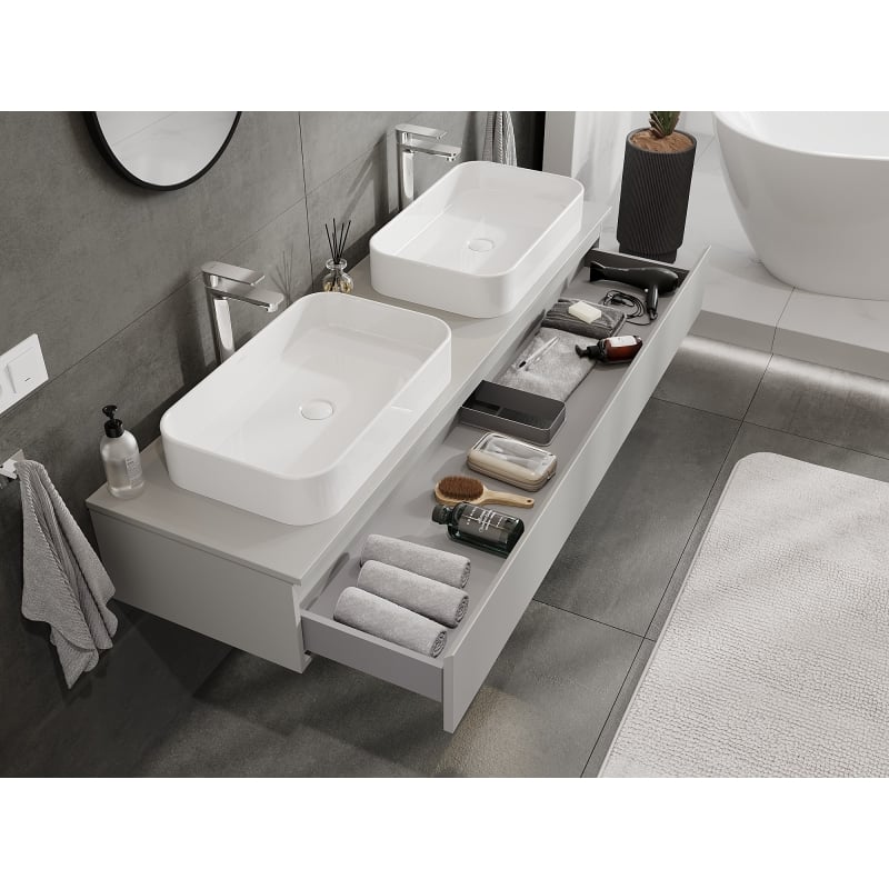 Mexen Orio meuble de salle de bain sous-vasque 160 cm avec plateau, 1 tiroir, gris mat - 91A10-16023-1-BFC62