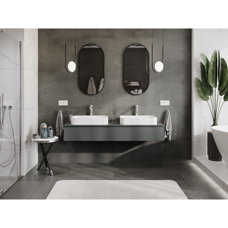 Mexen Orio meuble de salle de bain sous lavabo 160 cm avec plateau, 1 tiroir, graphite mat - 91A10-16023-1-BFC66