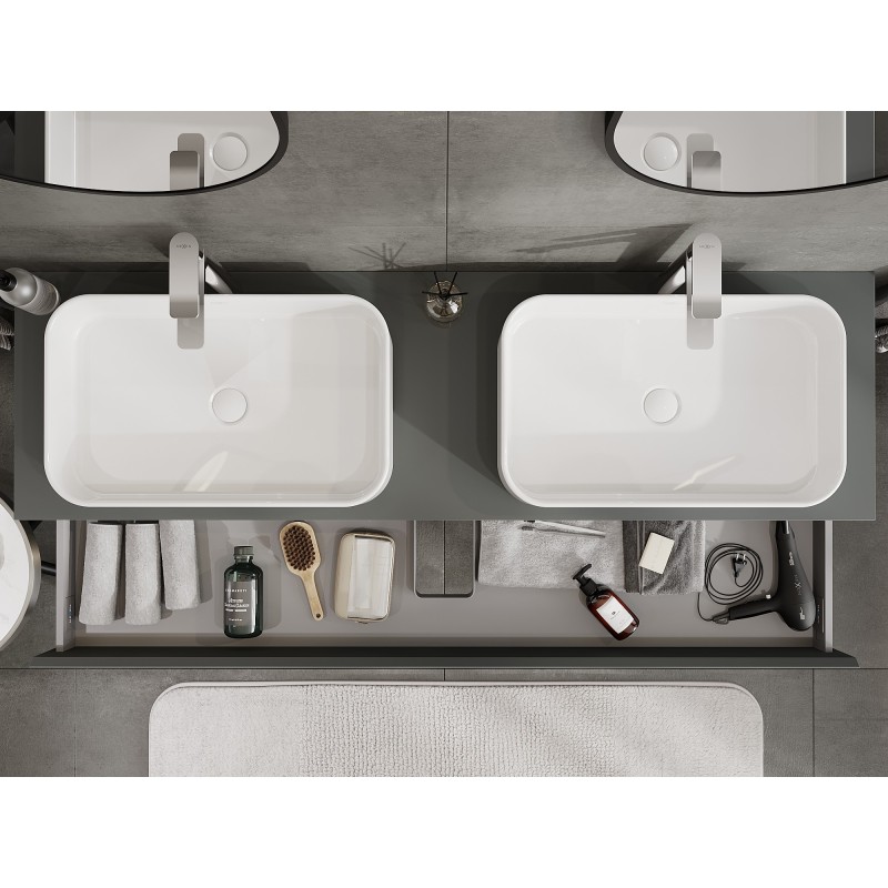 Mexen Orio meuble de salle de bain sous lavabo 160 cm avec plateau, 1 tiroir, graphite mat - 91A10-16023-1-BFC66