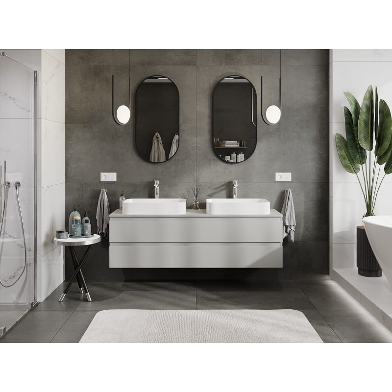 Mexen Orio meuble de salle de bain sous lavabo 160 cm avec plateau, 2 tiroirs, gris mat - 91A10-16047-2-BFFC62