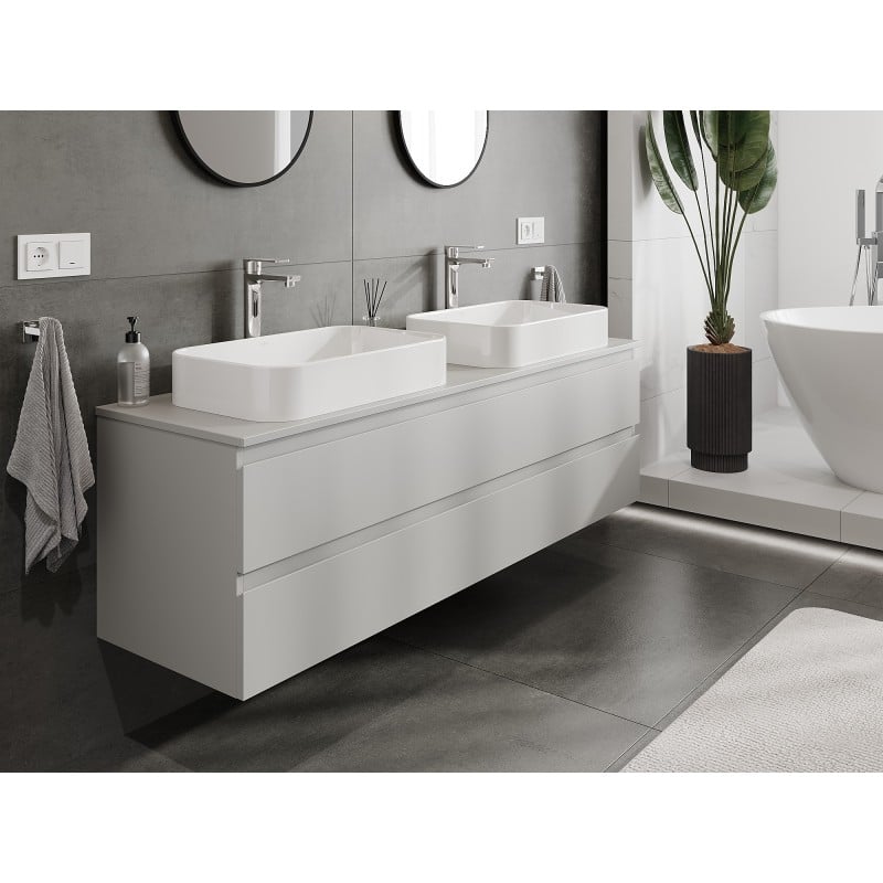 Mexen Orio meuble de salle de bain sous lavabo 160 cm avec plateau, 2 tiroirs, gris mat - 91A10-16047-2-BFFC62