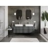 Mexen Orio placard de salle de bain sous lavabo 160 cm avec plateau, 2 tiroirs, graphite mat - 91A10-16047-2-BFFC66