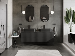 Mexen Orio meuble de salle de bain sous vasque 160 cm avec plateau, 2 tiroirs, noir mat - 91A10-16047-2-BFFC71