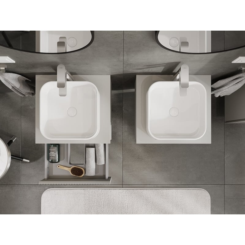 Mexen Rivel meuble de salle de bain sous-vasque 50 cm avec plateau, 1 tiroir, rainuré, gris mat - 91A20-05023-1-BFC62