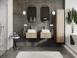 Mexen Rivel meuble de salle de bains sous-lavabo 50 cm avec plan de travail, 1 tiroir, rainuré, chêne - 91A20-05023-1-BFC81