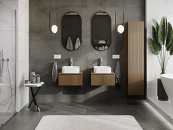 Mexen Rivel armoire de salle de bain sous-vasque 50 cm avec plateau, 1 tiroir, rainuré, noyer - 91A20-05023-1-BFC86