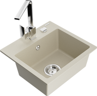 Mexen Milo évier en granit à 1 bac avec robinet de cuisine Rita, beige - 6505-69-670300-00