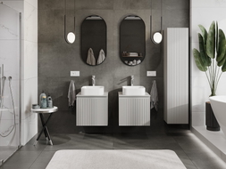 Mexen Rivel meuble de salle de bain sous-vasque 50 cm avec plateau, 1 tiroir, rainuré, gris mat - 91A20-05047-1-BFC62