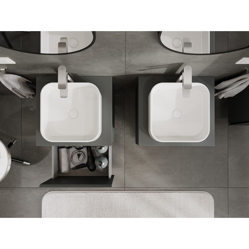 Mexen Rivel meuble de salle de bain sous-lavabo 50 cm avec plateau, 1 tiroir, rainuré, graphite mat - 91A20-05047-1-BFC66
