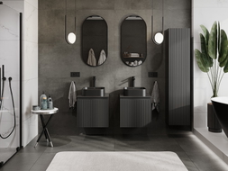 Mexen Rivel meuble de salle de bains sous vasque 50 cm avec plateau, 1 tiroir, rainuré, noir mat - 91A20-05047-1-BFC71