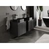 Mexen Rivel meuble de salle de bains sous vasque 50 cm avec plateau, 1 tiroir, rainuré, noir mat - 91A20-05047-1-BFC71