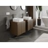 Mexen Rivel meuble de salle de bains sous-vasque 50 cm avec plateau, 1 tiroir, rainuré, noyer - 91A20-05047-1-BFC86