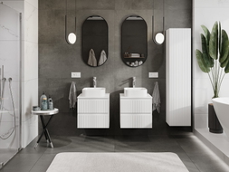 Mexen Rivel meuble de salle de bain sous-lavabo 50 cm avec plateau, 2 tiroirs, cannelé, blanc mat - 91A20-05047-2-BFFC01