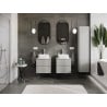 Mexen Rivel armoire de salle de bain sous lavabo 50 cm avec plateau, 2 tiroirs, rainurée, gris mat - 91A20-05047-2-BFFC62
