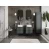 Mexen Rivel meuble de salle de bain sous-vasque 50 cm avec plateau, 2 tiroirs, rainuré, gris graphite mat