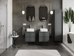 Mexen Rivel meuble de salle de bains sous-vasque 50 cm avec plateau, 2 tiroirs, rainuré, graphite mat - 91A20-05047-2-BFFC66