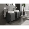 Mexen Rivel meuble de salle de bain sous-vasque 50 cm avec plateau, 2 tiroirs, rainuré, gris graphite mat